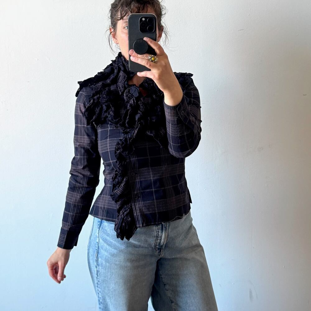 Vintage ISSEY MIYAKE Ruffle Check Blouse Jacket